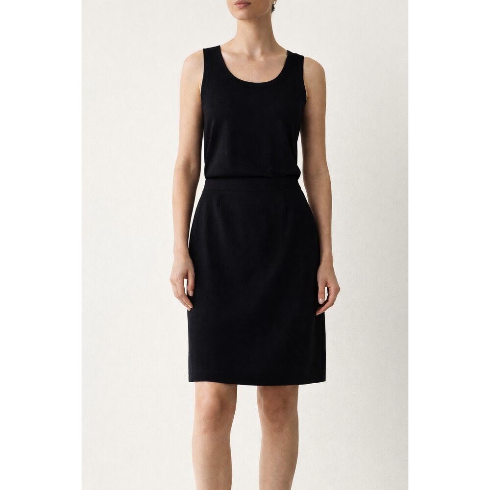 Misook Tank Top and Pencil Mini Skirt Set Black Stretch Minimalist Size L/M